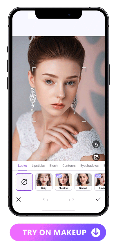 UI of browsing makeup looks of Vivid Glam for wedding makeups